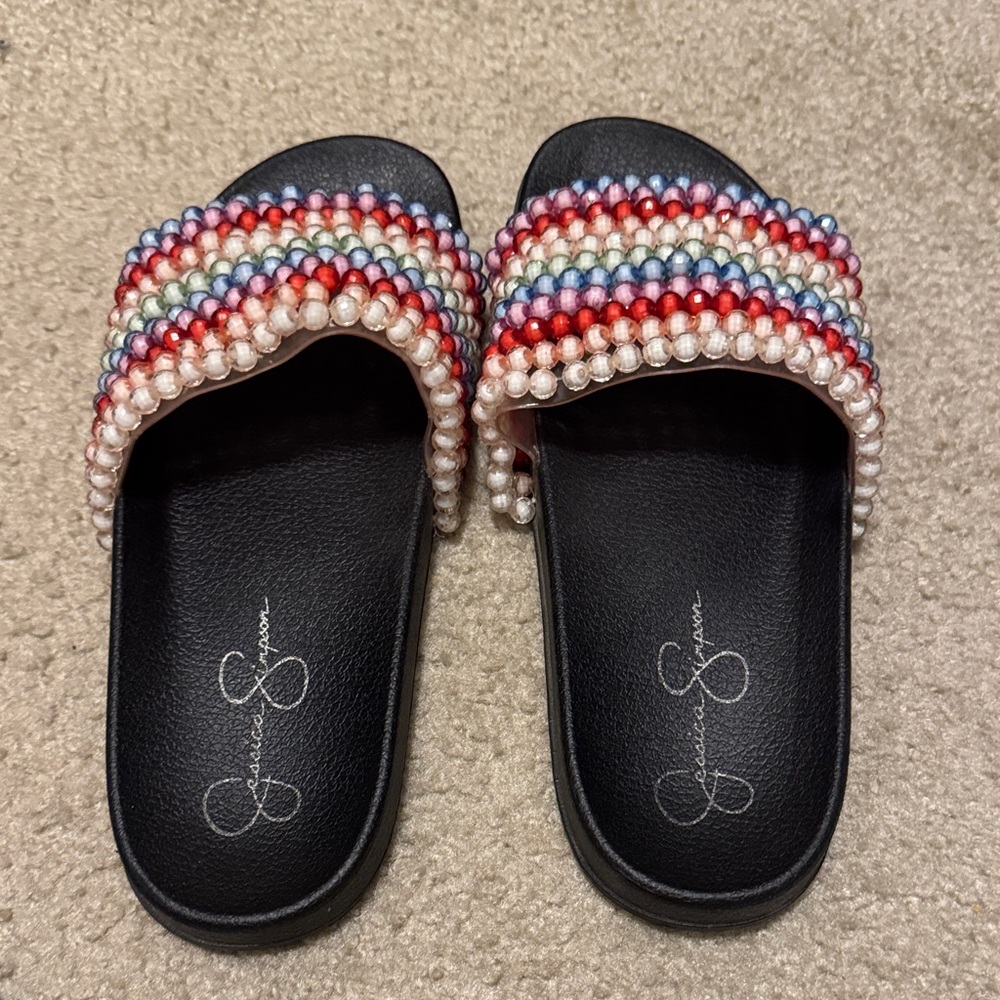 Jessica Simpson Multicolor Beaded Slides